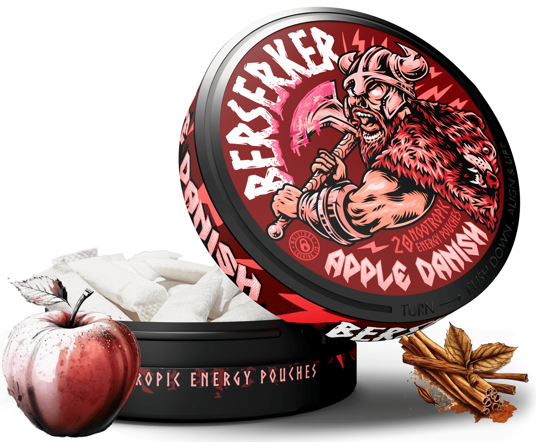 Berserker Apple Danish Caffeine Pouches - Zyn Alternative – Outlaw