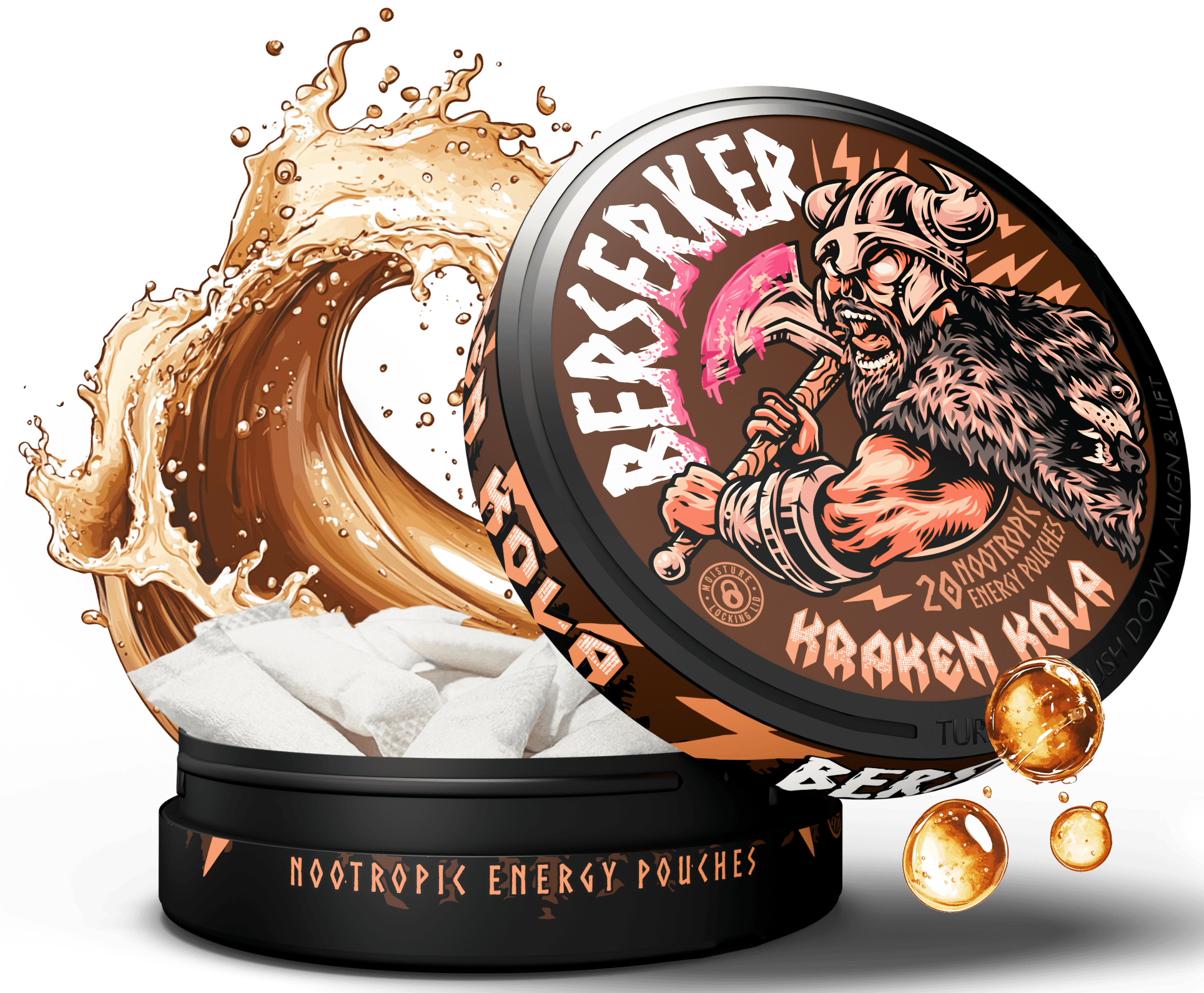 Berserker Kraken Kola Caffeine Pouches - Zyn Alternative – Outlaw