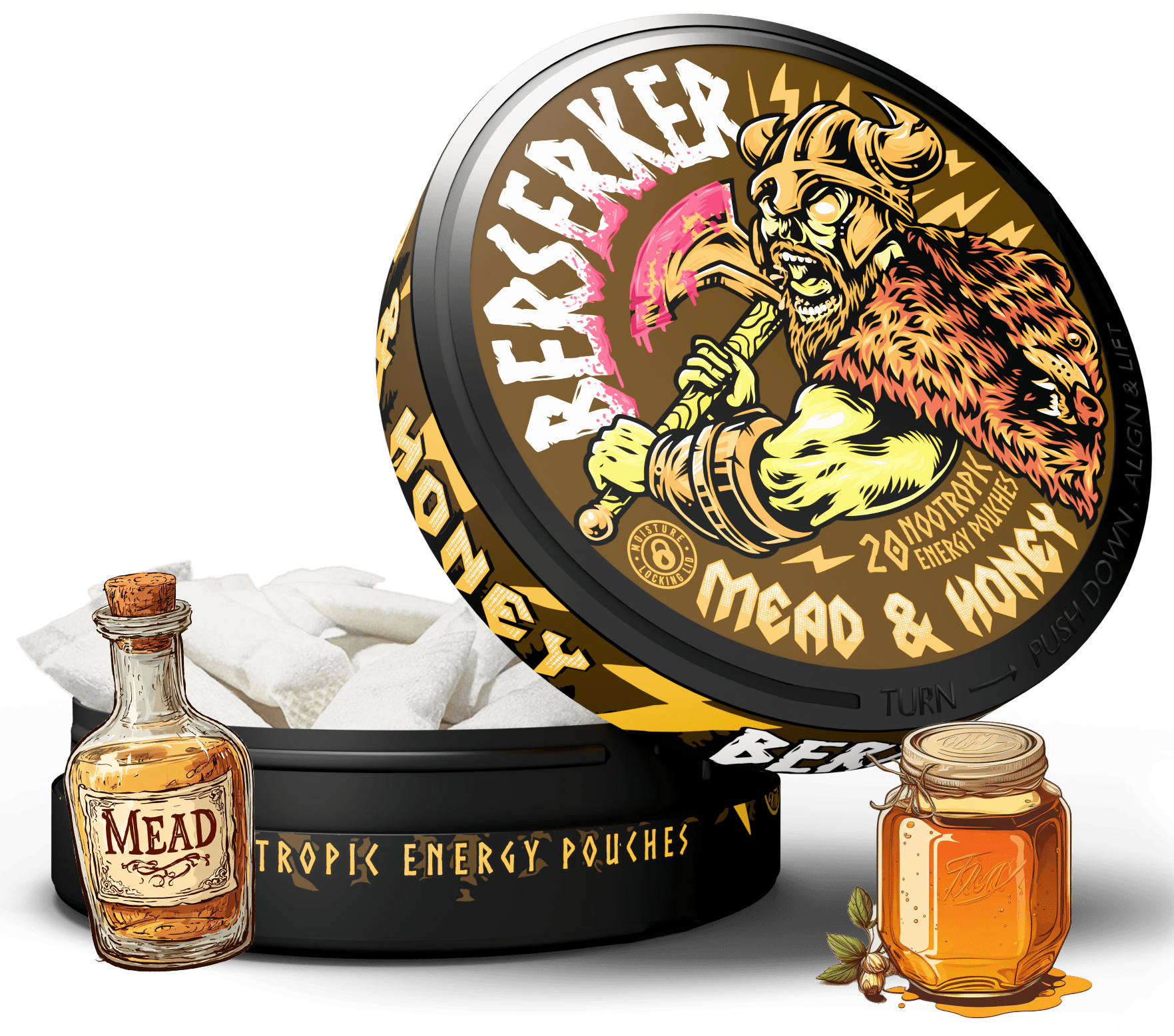 Berserker Mead & Honey Caffeine Pouches - Zyn Alternative – Outlaw