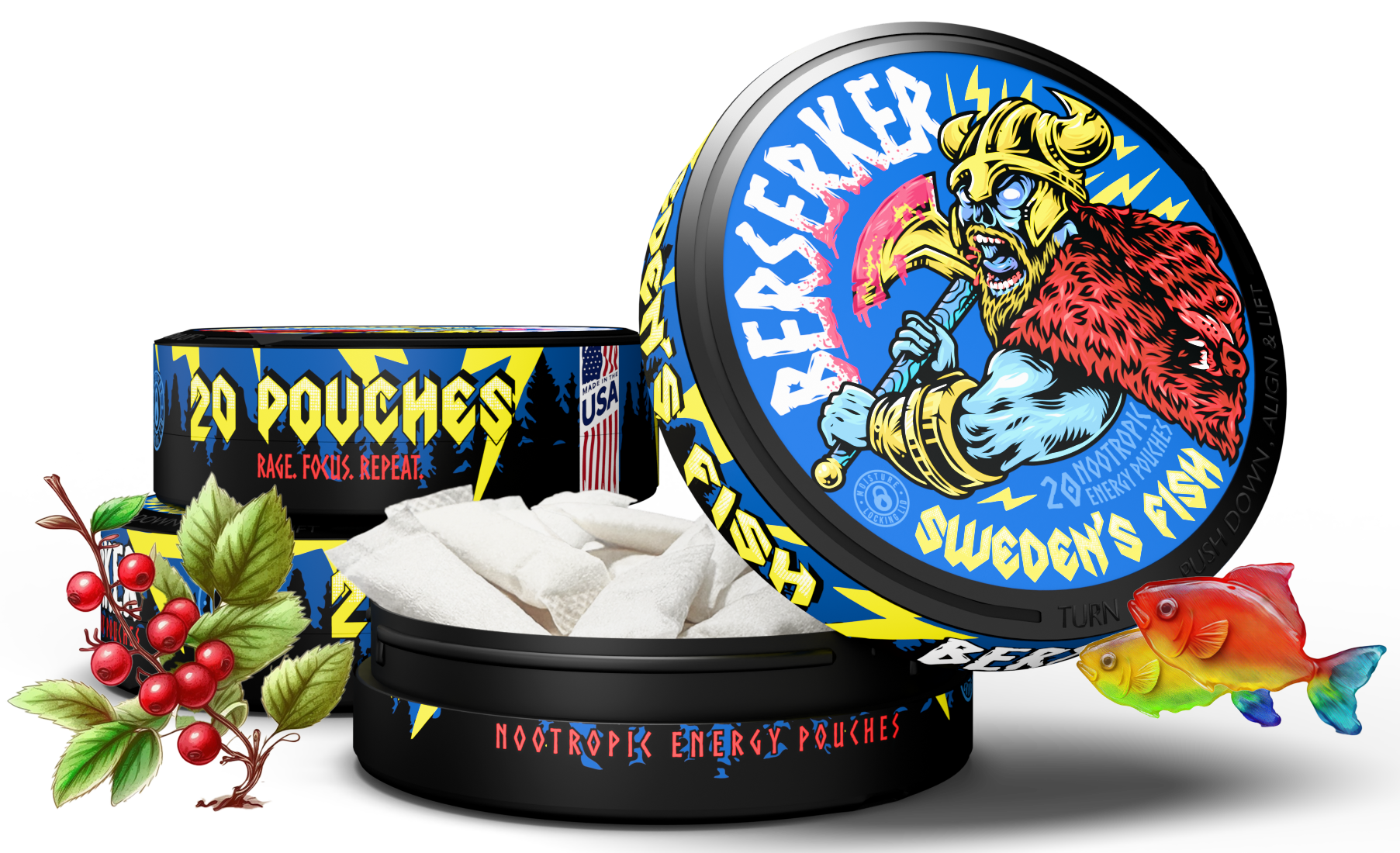 ケ*ウ様 Butcher ProductS Berserker Sweden's Fish Caffeine Pouches - Zyn Alternative