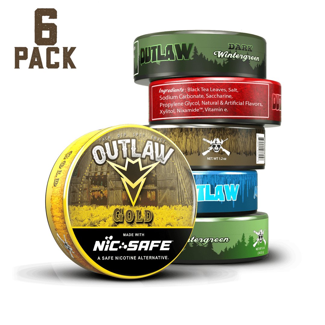 Outlaw Dip Sampler 6 Pack Tobacco Free Dip Bundle Outlaw Dip