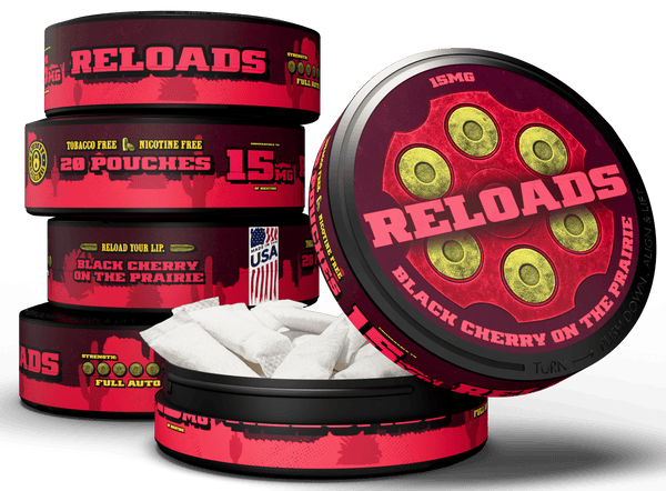 Reloads Black Cherry on the Prairie Pouches – Outlaw Dip Company Inc.