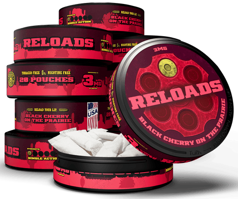 Reloads Black Cherry on the Prairie Pouches - Outlaw Dip Company Inc.