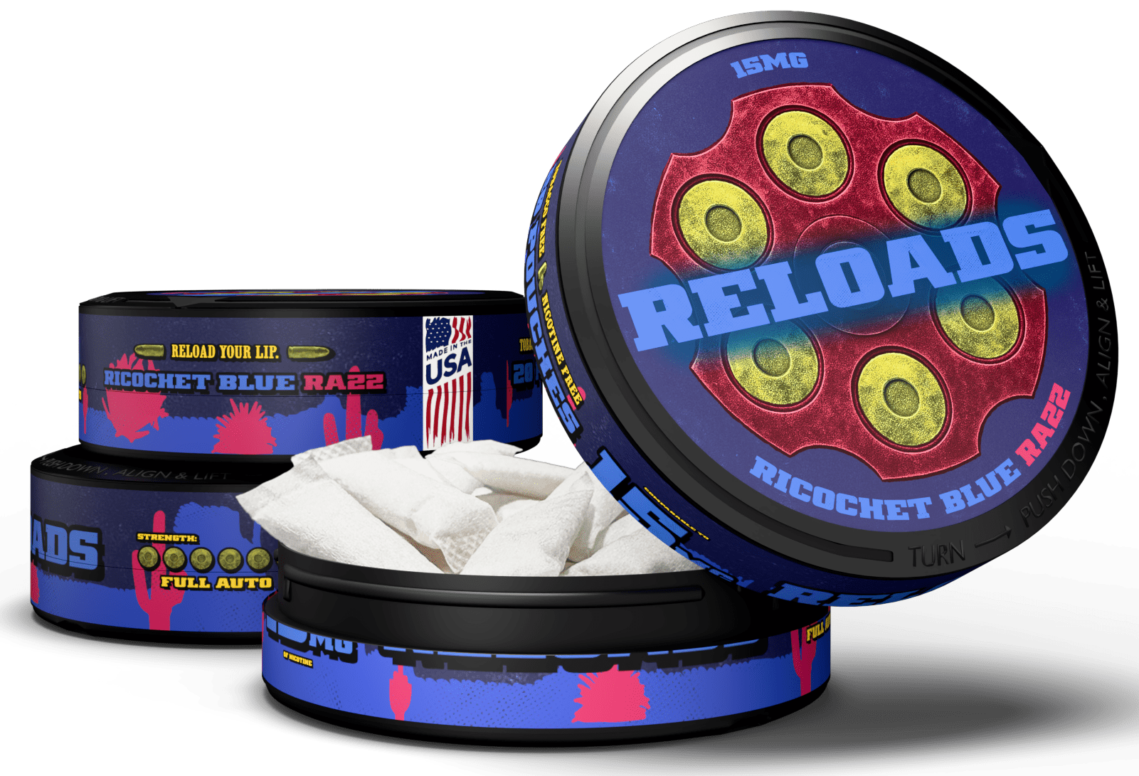 Reloads Ricochet Blue Razz Pouches – Outlaw Dip Company Inc.