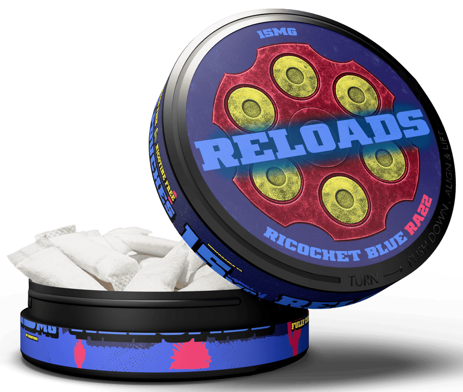 Reloads Ricochet Blue Razz Pouches - Single - Outlaw Dip Company Inc.