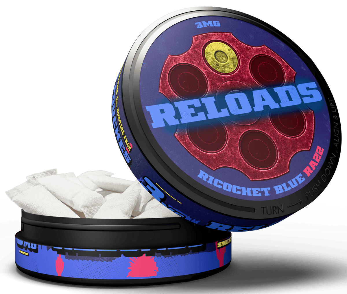 Reloads Ricochet Blue Razz Pouches