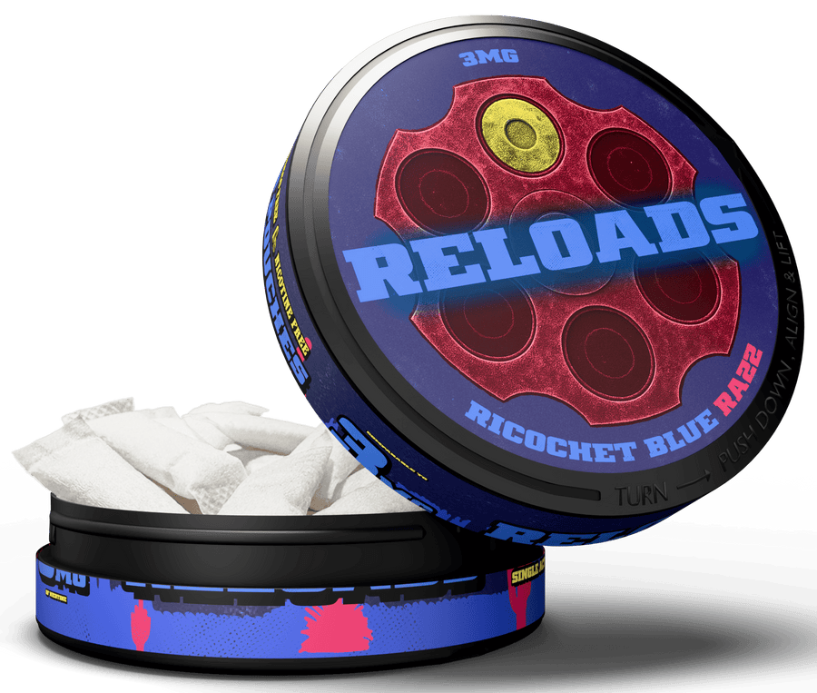 Reloads Ricochet Blue Razz Pouches