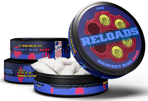 Reloads Ricochet Blue Razz Pouches - Outlaw Dip Company Inc.