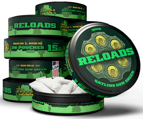 Reloads Gatling Gun Wintergreen Pouches - Outlaw Dip Company Inc.