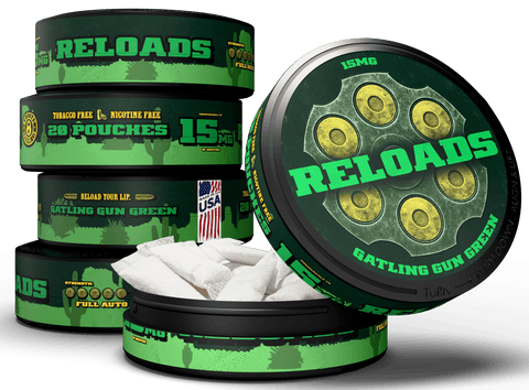 Reloads Gatling Gun Wintergreen Pouches - Outlaw Dip Company Inc.
