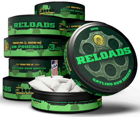 Reloads Gatling Gun Wintergreen Pouches - Outlaw Dip Company Inc.