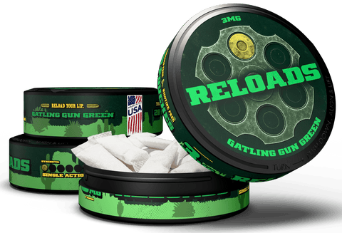 Reloads Gatling Gun Wintergreen Pouches - Outlaw Dip Company Inc.