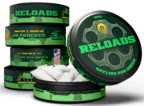 Reloads Gatling Gun Wintergreen Pouches - Outlaw Dip Company Inc.