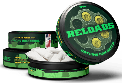 Reloads Gatling Gun Wintergreen Pouches - Outlaw Dip Company Inc.