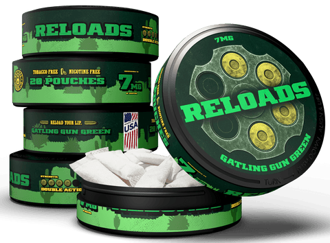 Reloads Gatling Gun Wintergreen Pouches - Outlaw Dip Company Inc.