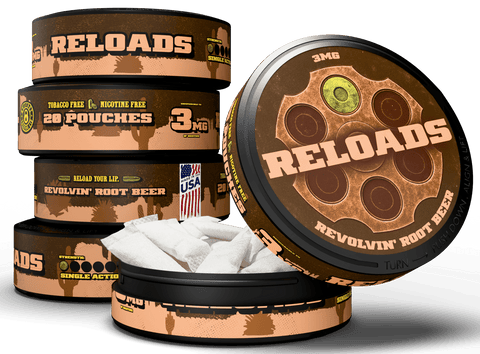 Reloads Revolvin' Root Beer Pouches - Outlaw Dip Company Inc.
