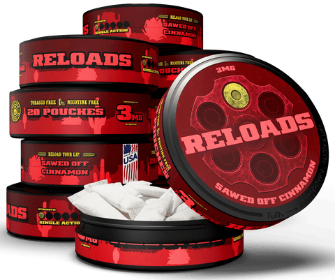 Reloads Sawed-Off Cinnamon Pouches - Outlaw Dip Company Inc.