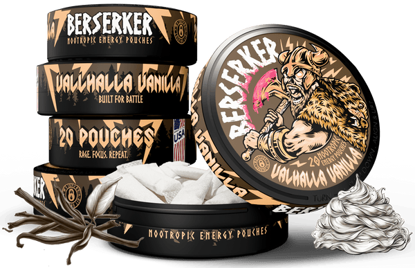 vanilla chewing tobacco pouches 77 10,4 mg 77pouches infused alternative Berserker Caffeine Pouches - Valhalla