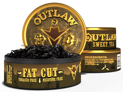 Outlaw Sweet Tea product with gold and brown packaging on a white background