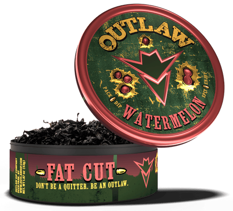 Outlaw Watermelon tobacco tin with red and green label