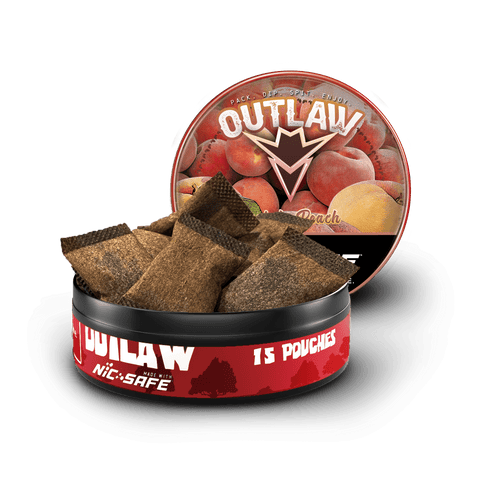 Outlaw Peach Pouches with NiC-SAFE™ Dip Can